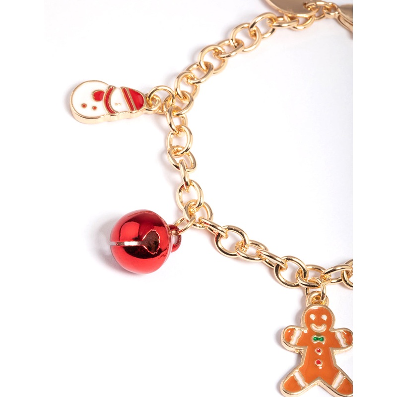 Kids Gold Gingerbread Charm Bracelet