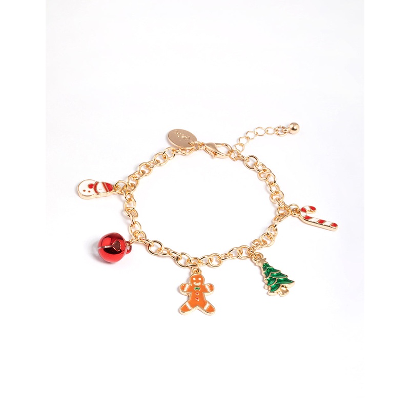 Kids Gold Gingerbread Charm Bracelet