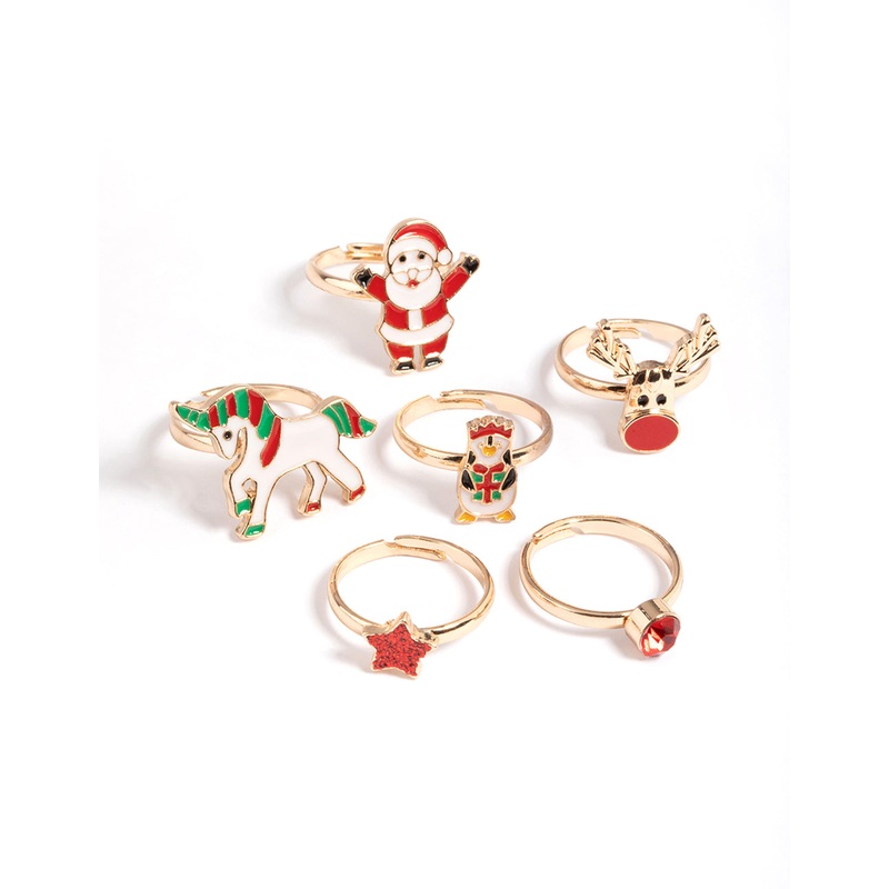 Kids Gold Santa Hands 6-Pack Rings
