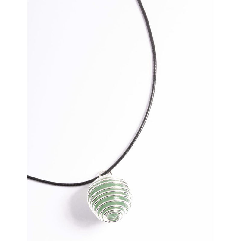 Silver Green Adventurine Spiral Cord Necklace