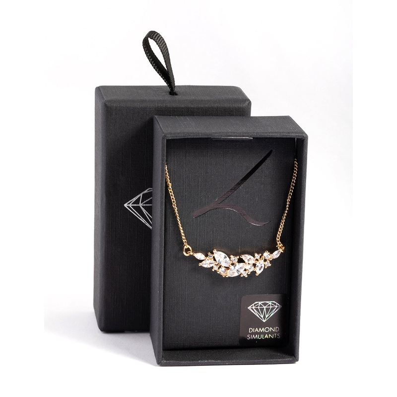 Diamond Simulant Cubic Zirconia Navette Necklace