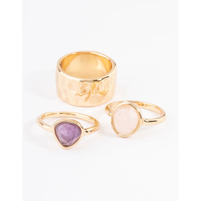 Gold Plated Shard Textured Stack Ring