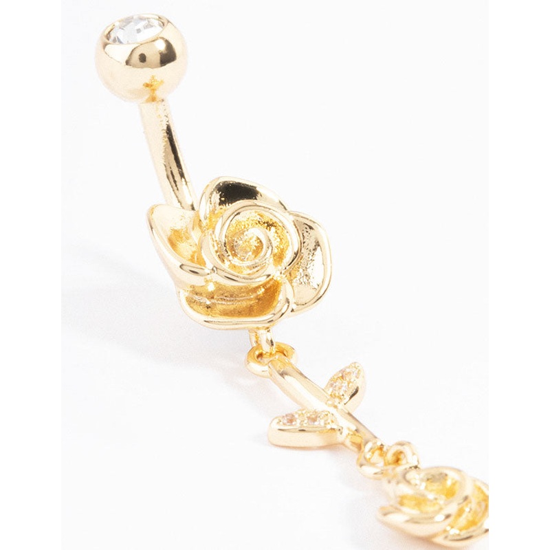 Gold PlatedTitanium Rose Drop Belly Ring