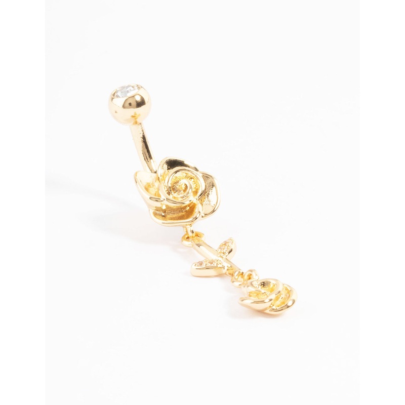 Gold PlatedTitanium Rose Drop Belly Ring