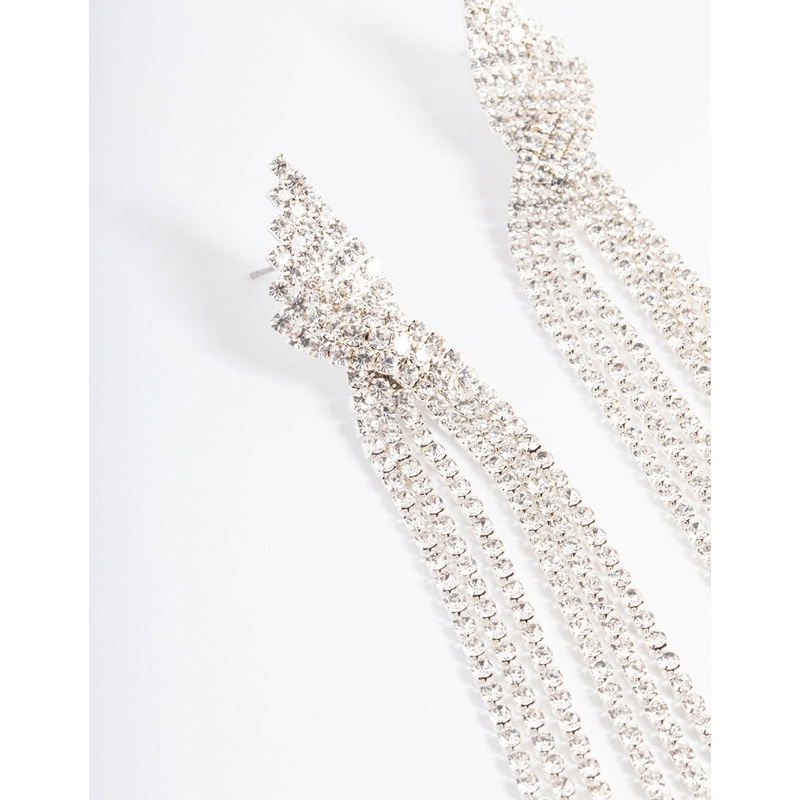Silver Statement Strand Twist Drop Earrings