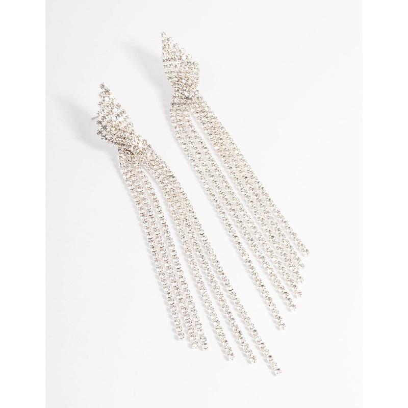 Silver Statement Strand Twist Drop Earrings