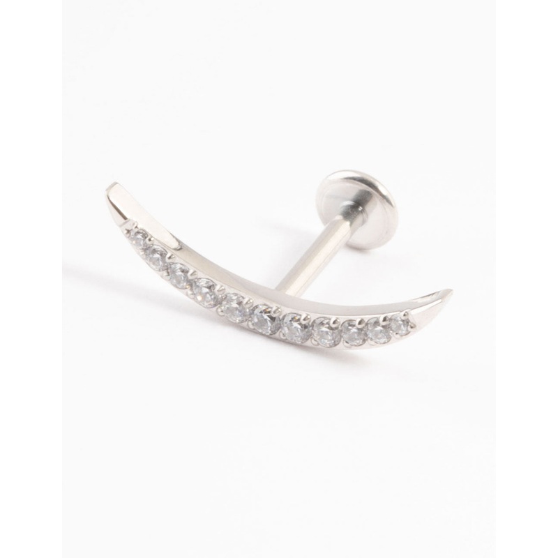 Titanium Half Moon Threadless Flat Back