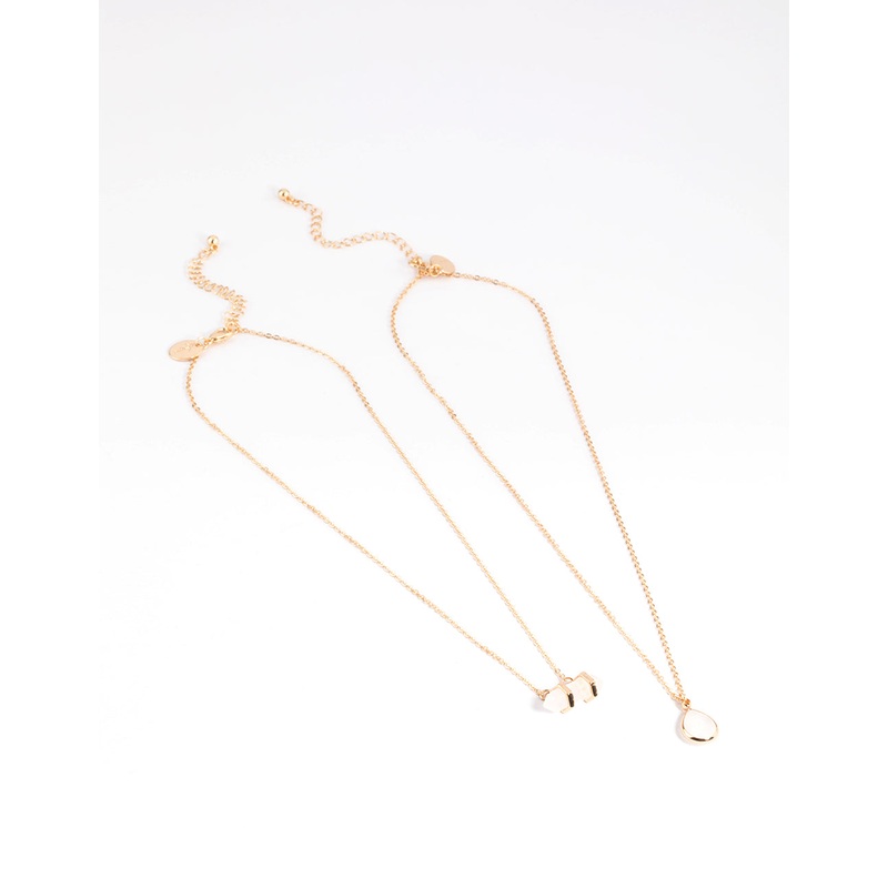 Gold Clear Quartz Side Shard Necklace Pack