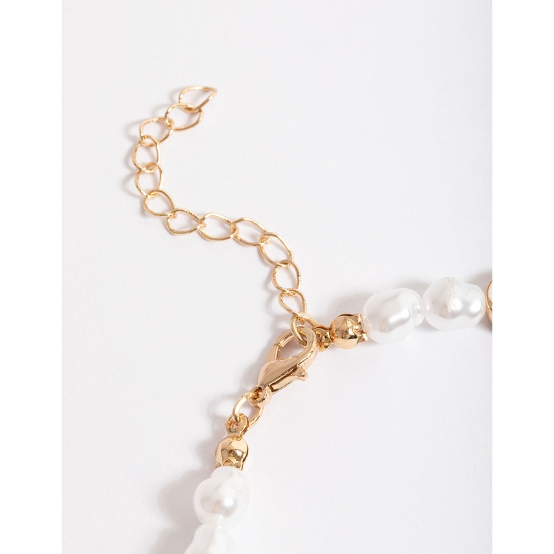 Gold Pearl & Peace Charm Anklet