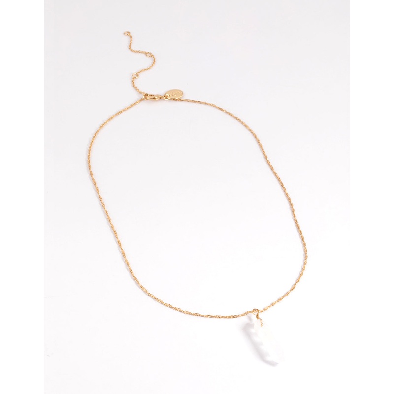 Gold Plated Clear Quartz Shard Twist Necklace
