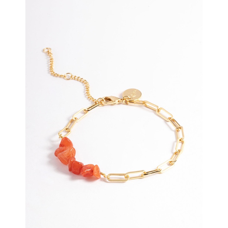 Gold Plated Orange Oval Chip Bracelet