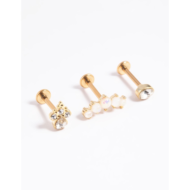 Gold Plated Surgical Steel Opal Crawler Flat Back Pack