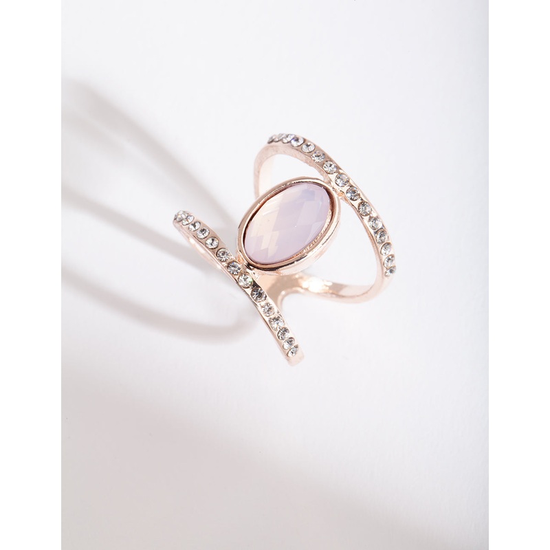 Rose Gold Pink Stone Double Ring