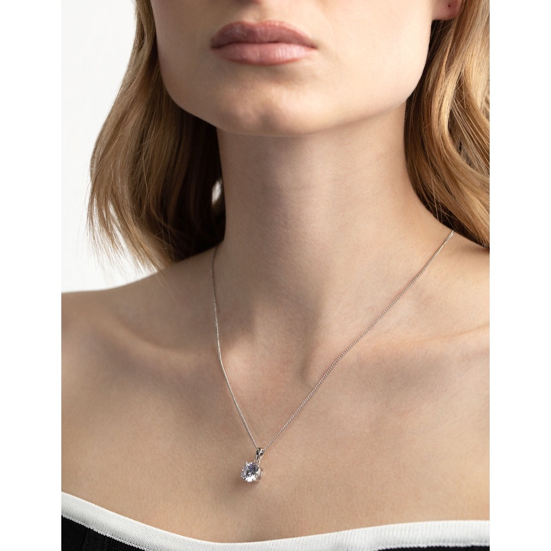 Silver Diamond Simulant Cubic Zirconia Necklace