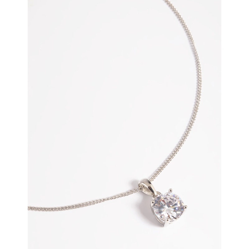 Silver Diamond Simulant Cubic Zirconia Necklace