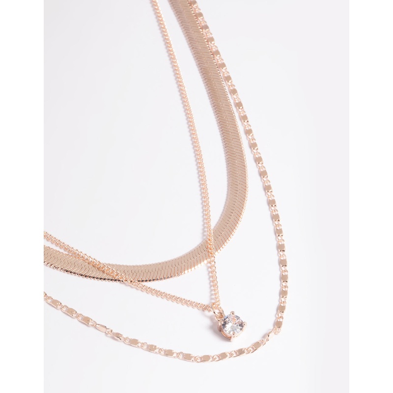 Rose Gold Cubic Zirconia Snake Chain Necklace