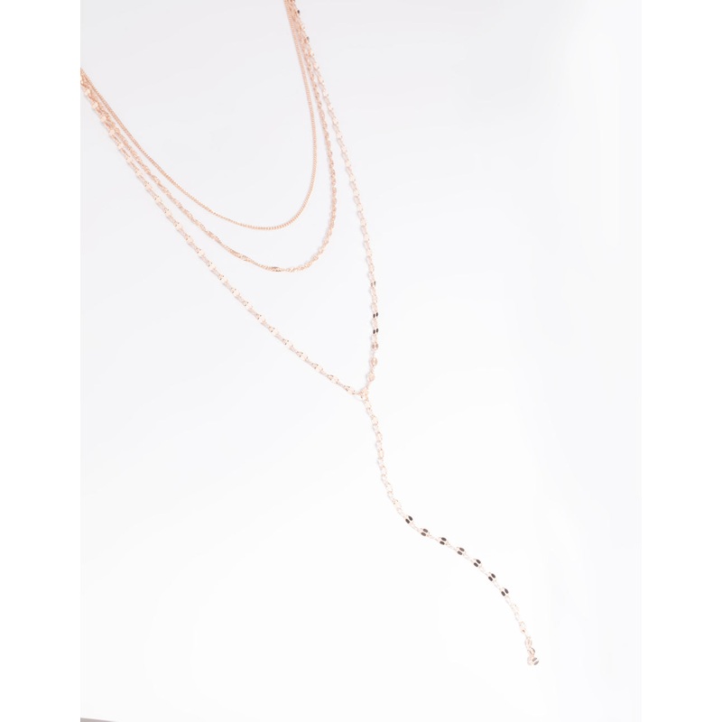 Rose Gold Dainty Chain Lariat Necklace