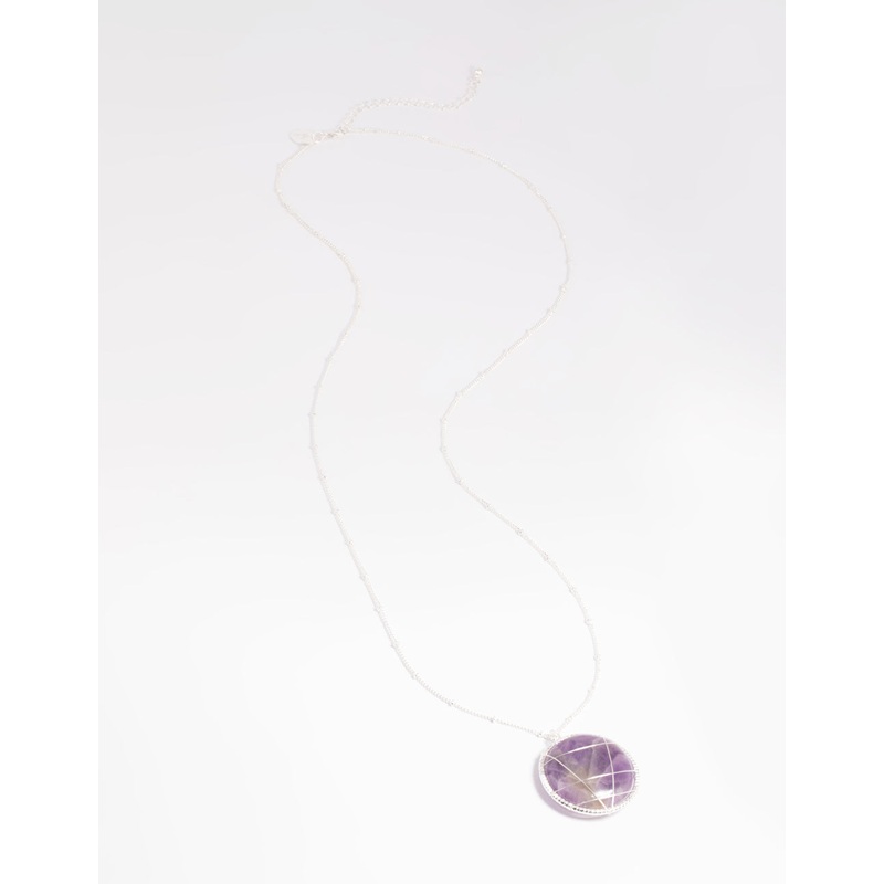 Amethyst Caged Stone Long Necklace