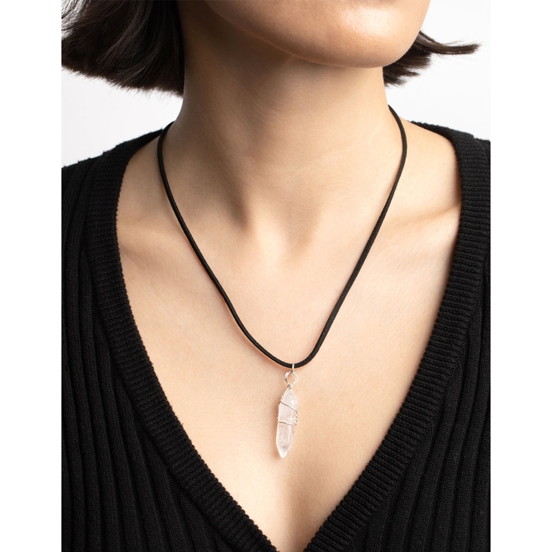 Clear Quartz Shard Cord Necklace