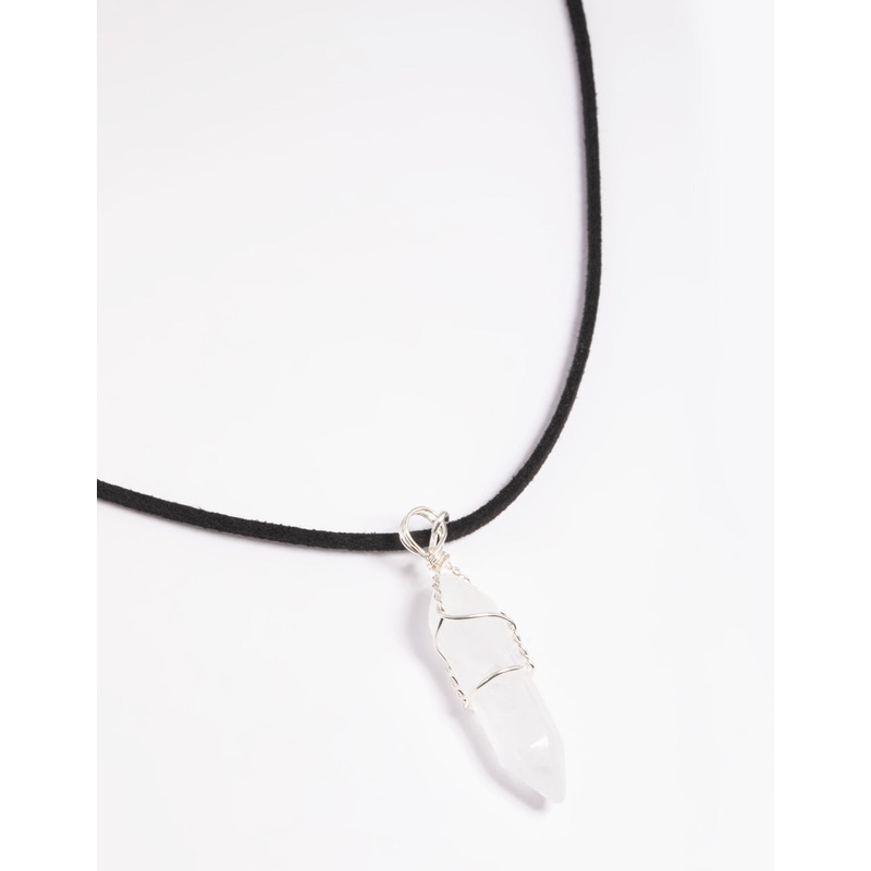 Clear Quartz Shard Cord Necklace