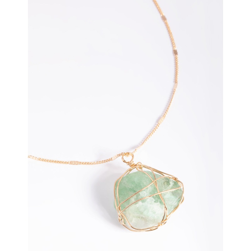 Green Fluorite Cage Statement Necklace