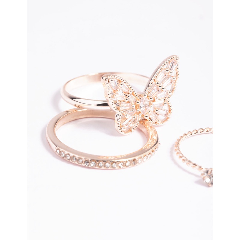 Rose Gold Butterfly Ring Pack|SM|ML