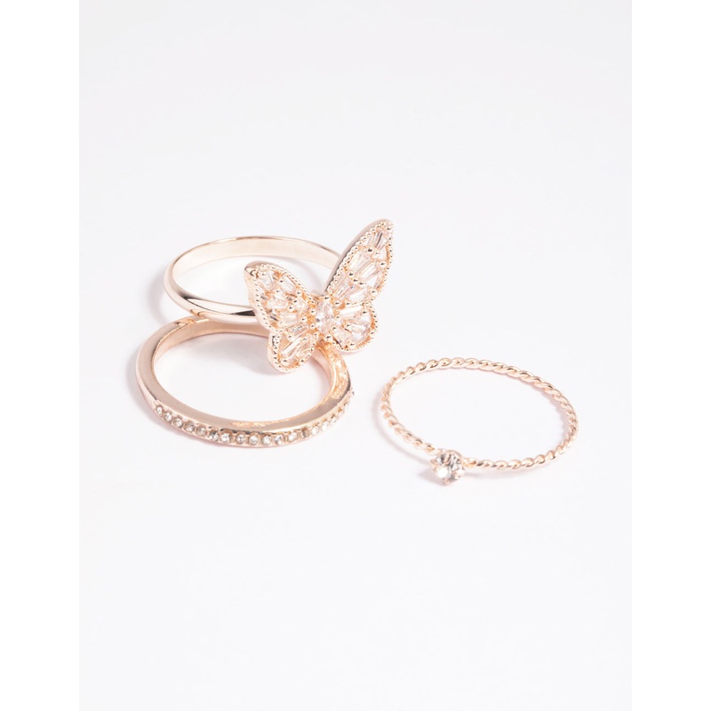 Rose Gold Butterfly Ring Pack|SM|ML