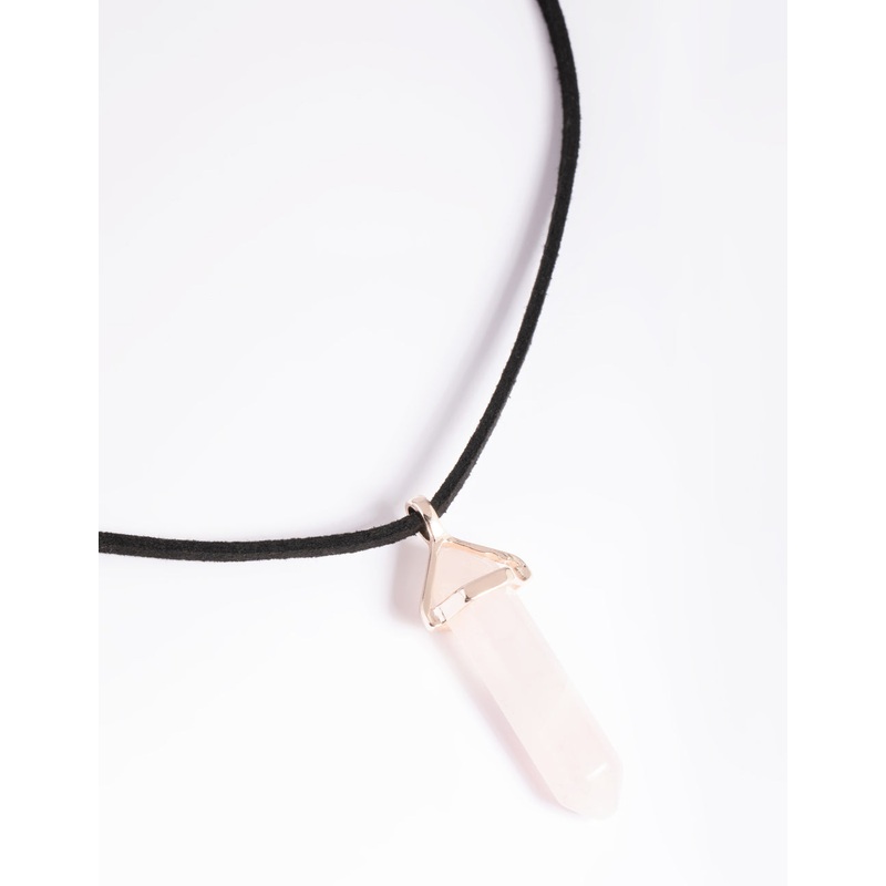 Rose Quartz Shard Cord Necklace