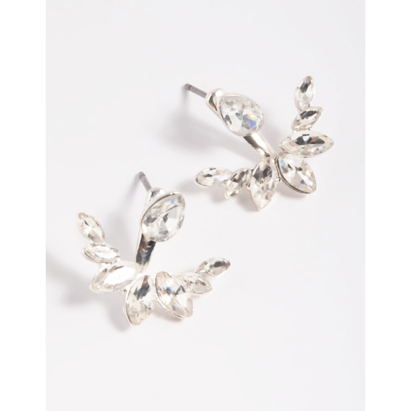 Silver Teardrop Statement Jacket Earrings