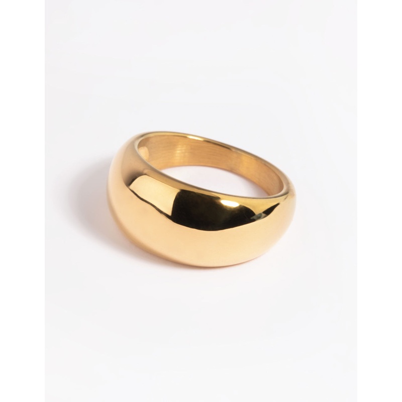 Waterproof Gold Plated Stainless Steel Dome Ring