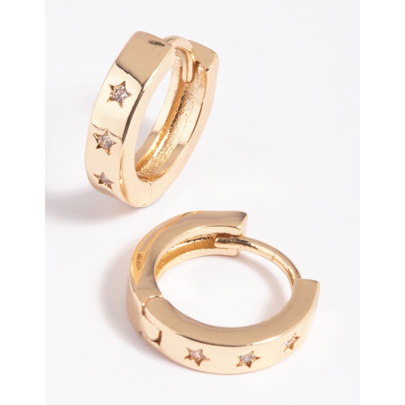 Gold Celestial Huggie Hoop Earrings