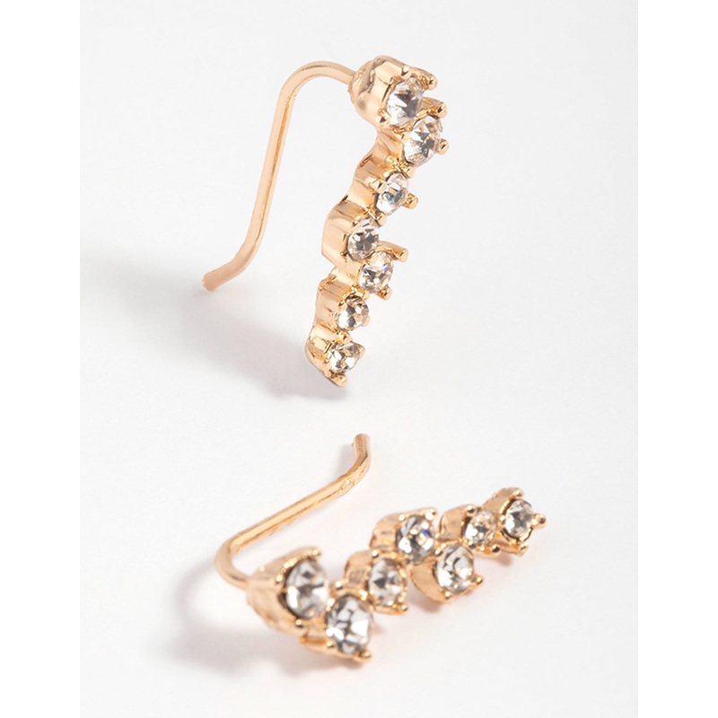 Gold Diamante Crawler Jacket Earrings
