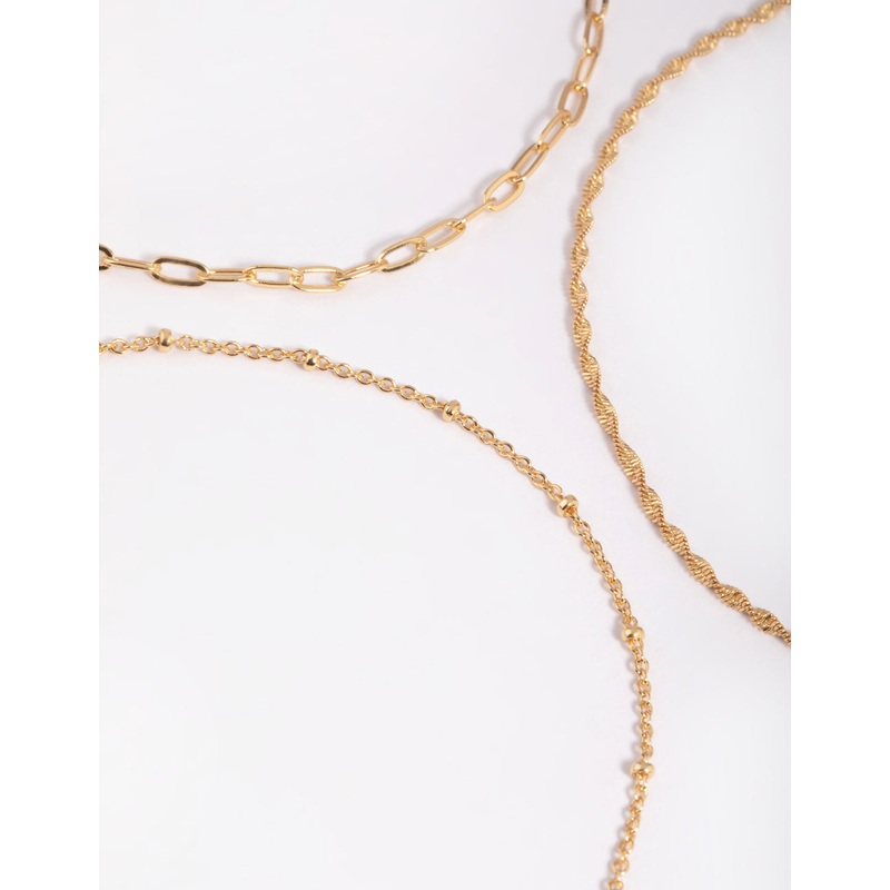 Gold Plated Fine Chain Anklet Set