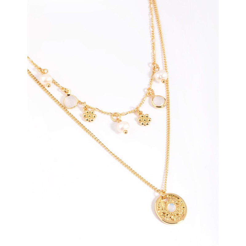 Gold Plated Freshwater Pearl Coin Necklace