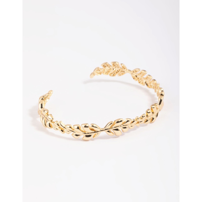 Gold Plated Leaf Cuff Bracelet