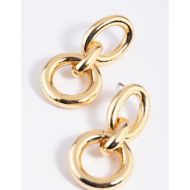 Gold Plated Link Drop Earrings