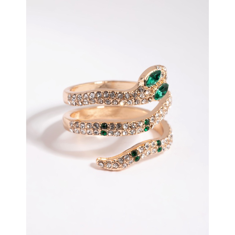 Gold Diamante Snake Ring|SM|ML