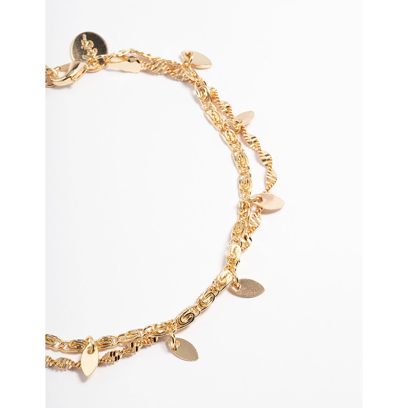 Gold Twisted Leaves Anklet Set
