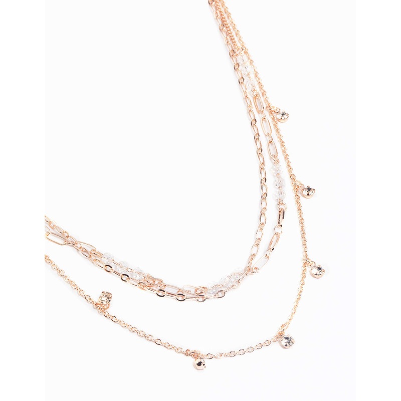 Rose Gold Charm Layered Necklace