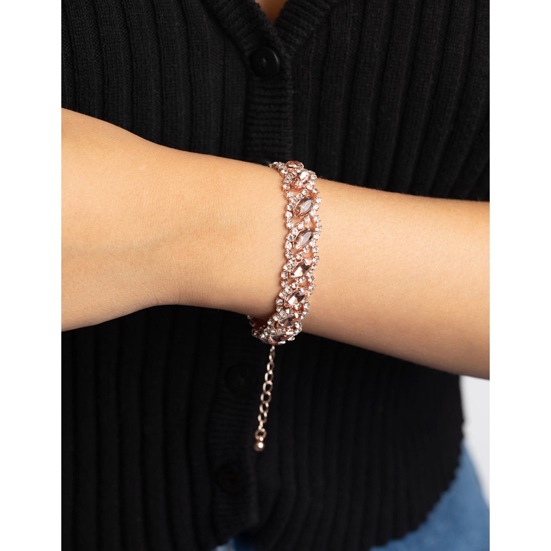 Rose Gold Diamante Link Bracelet