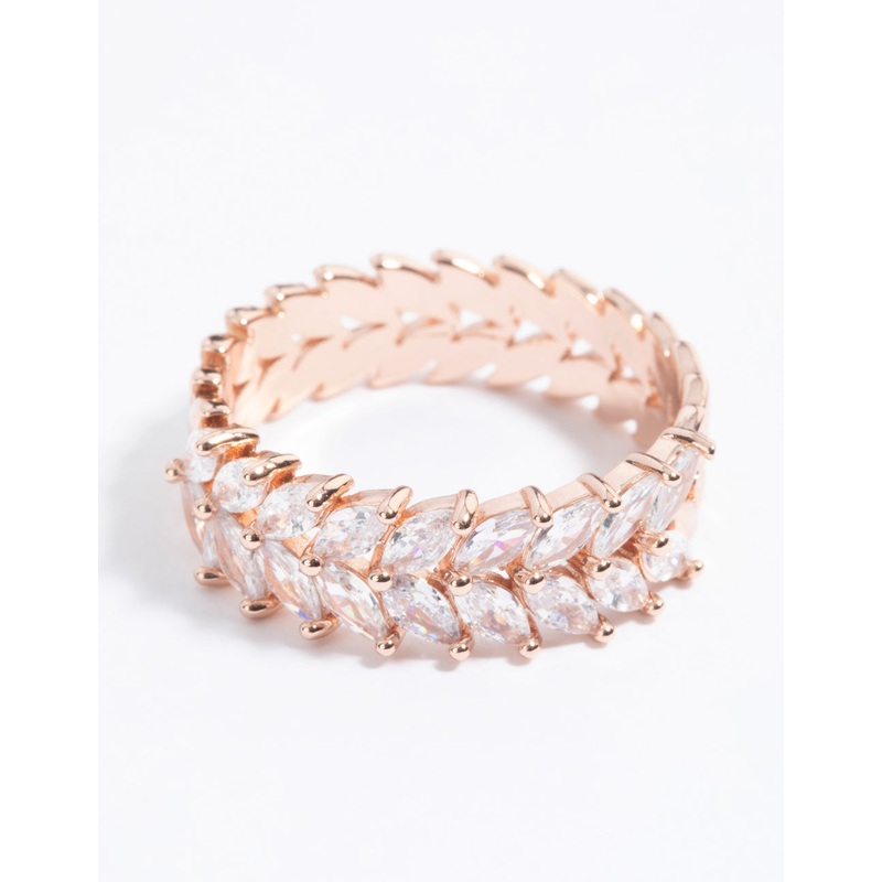 Rose Gold Plated Cubic Zirconia Navette Ring