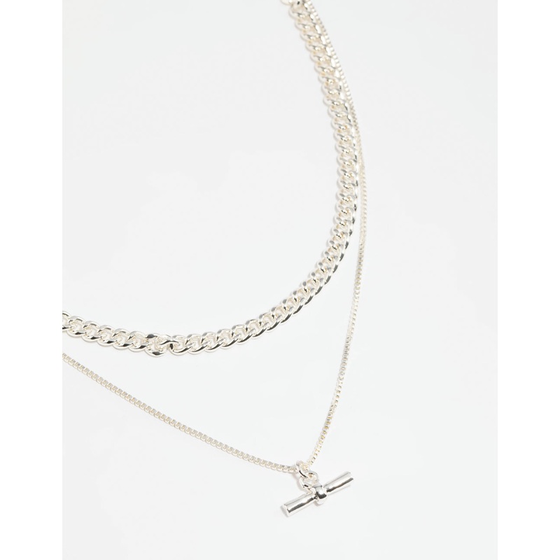 Silver Toggle Layered Necklace