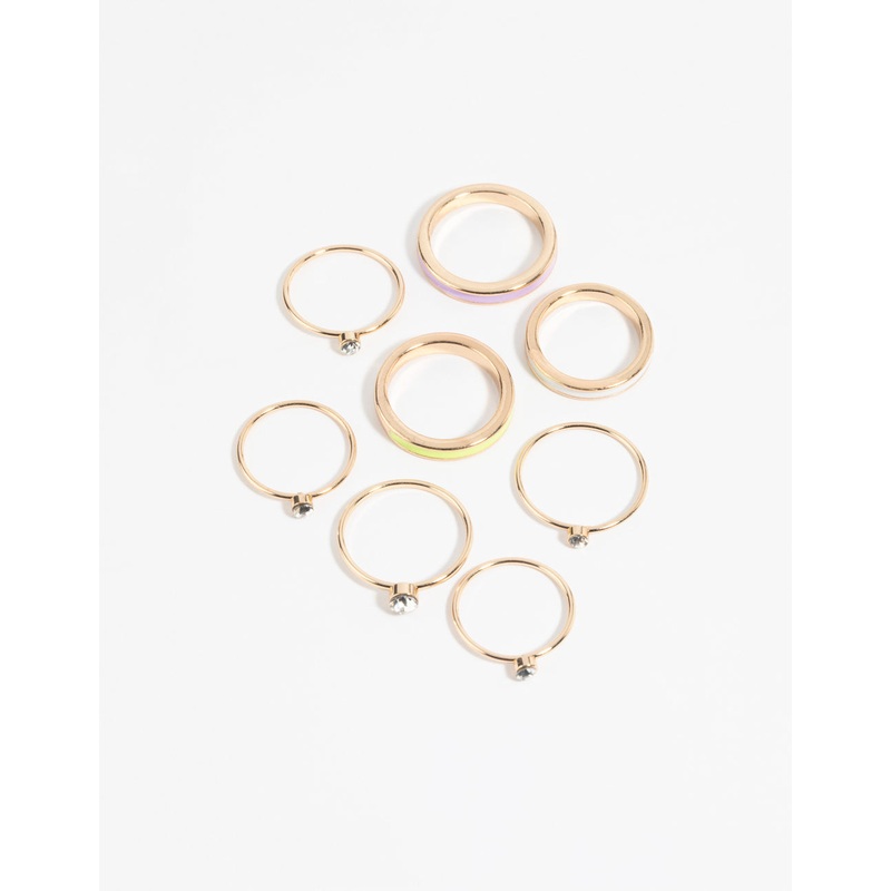 Gold Enamel Band Ring Pack|SM|ML