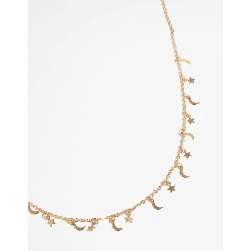 Gold Plated Star & Moon Necklace