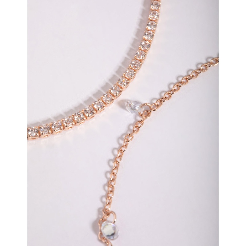 Rose Gold Cubic Zirconia Tennis Anklet