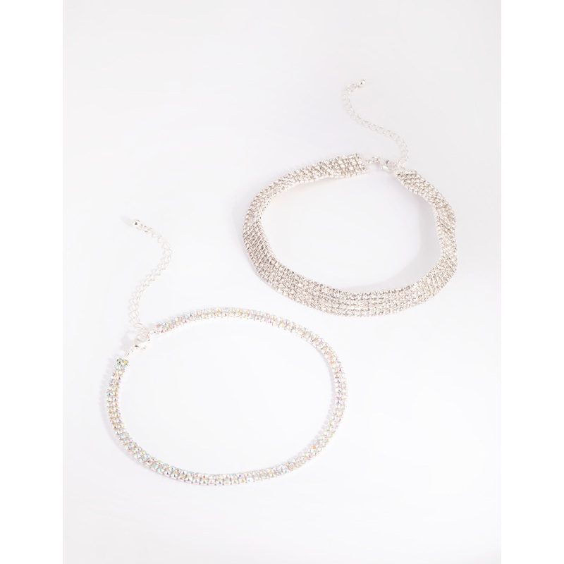 Silver Diamante Choker Pack