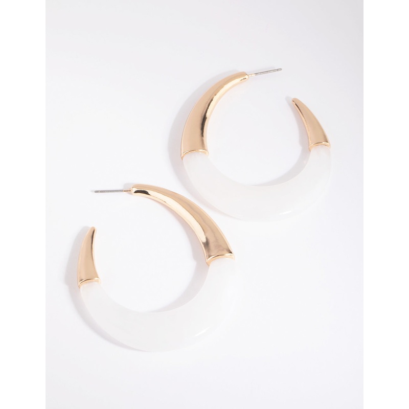 White Swirl Acrylic Hoop Earrings