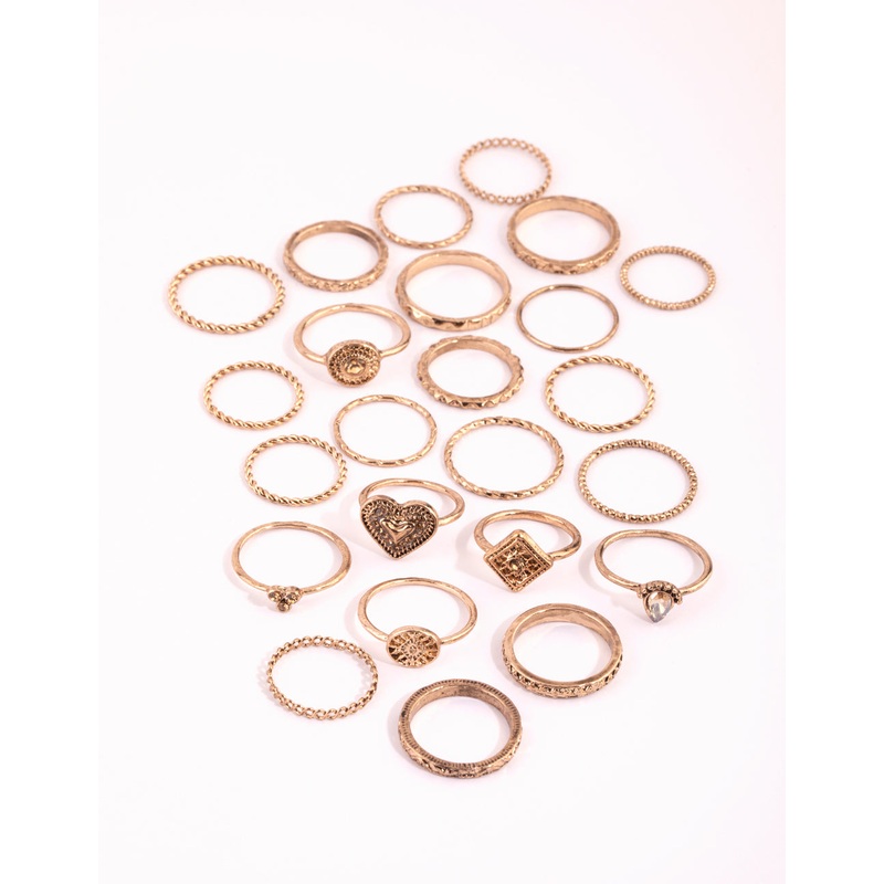 Antique Gold Etched Ring 24-Pack