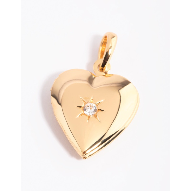 Gold Plated Diamante Heart Locket Charm