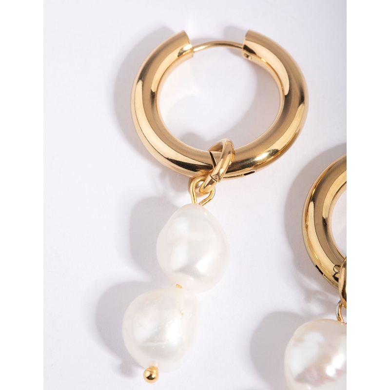 Gold Plated Surgical Steel Drop Earrings with Freshwater Pearls